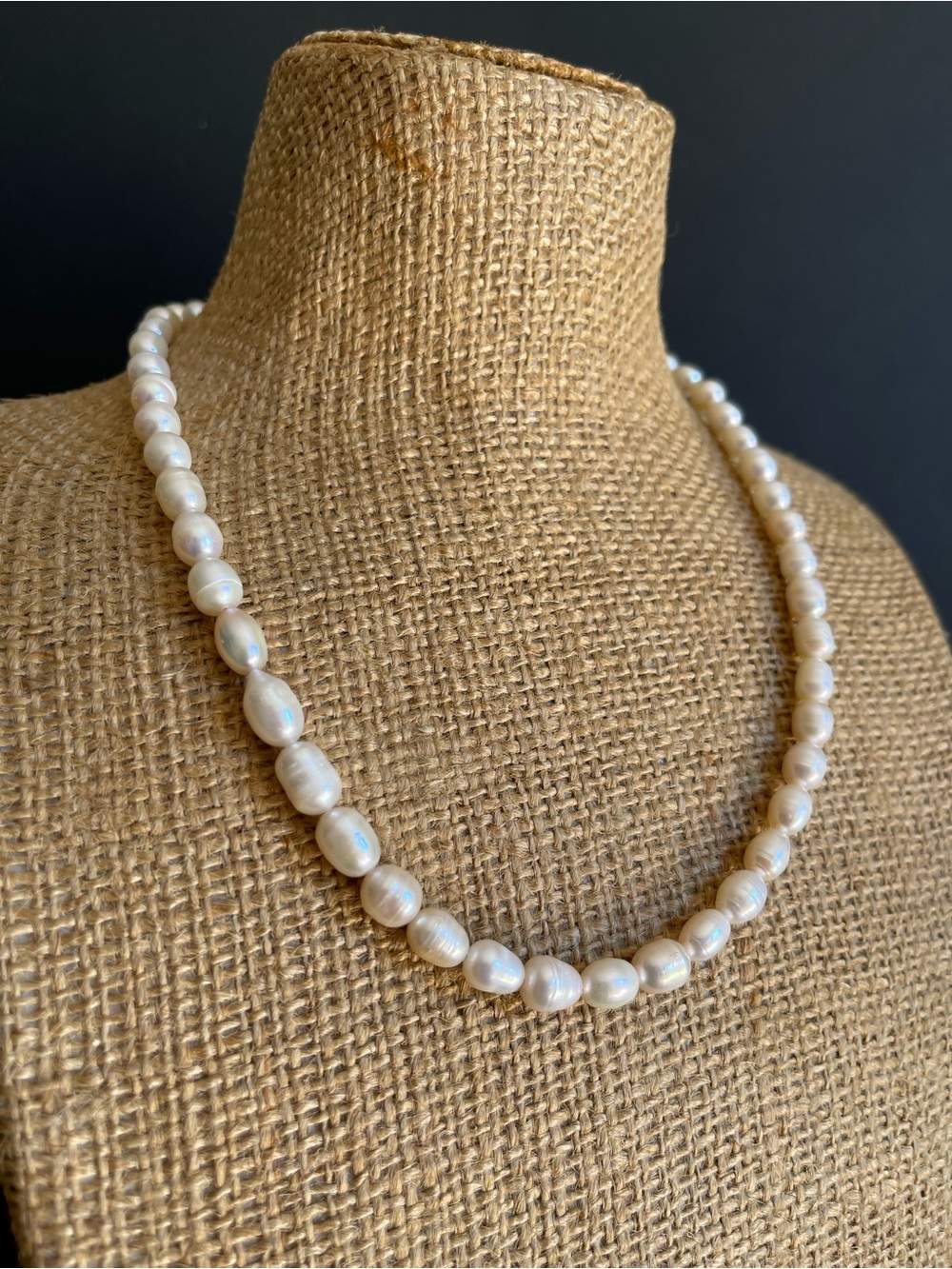 New Classic genuine freshwater White Pearl Necklace .